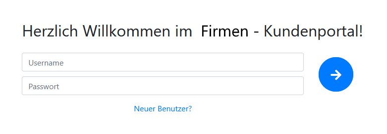 Screenshot der Login-Seite des Kundenportal Projekts